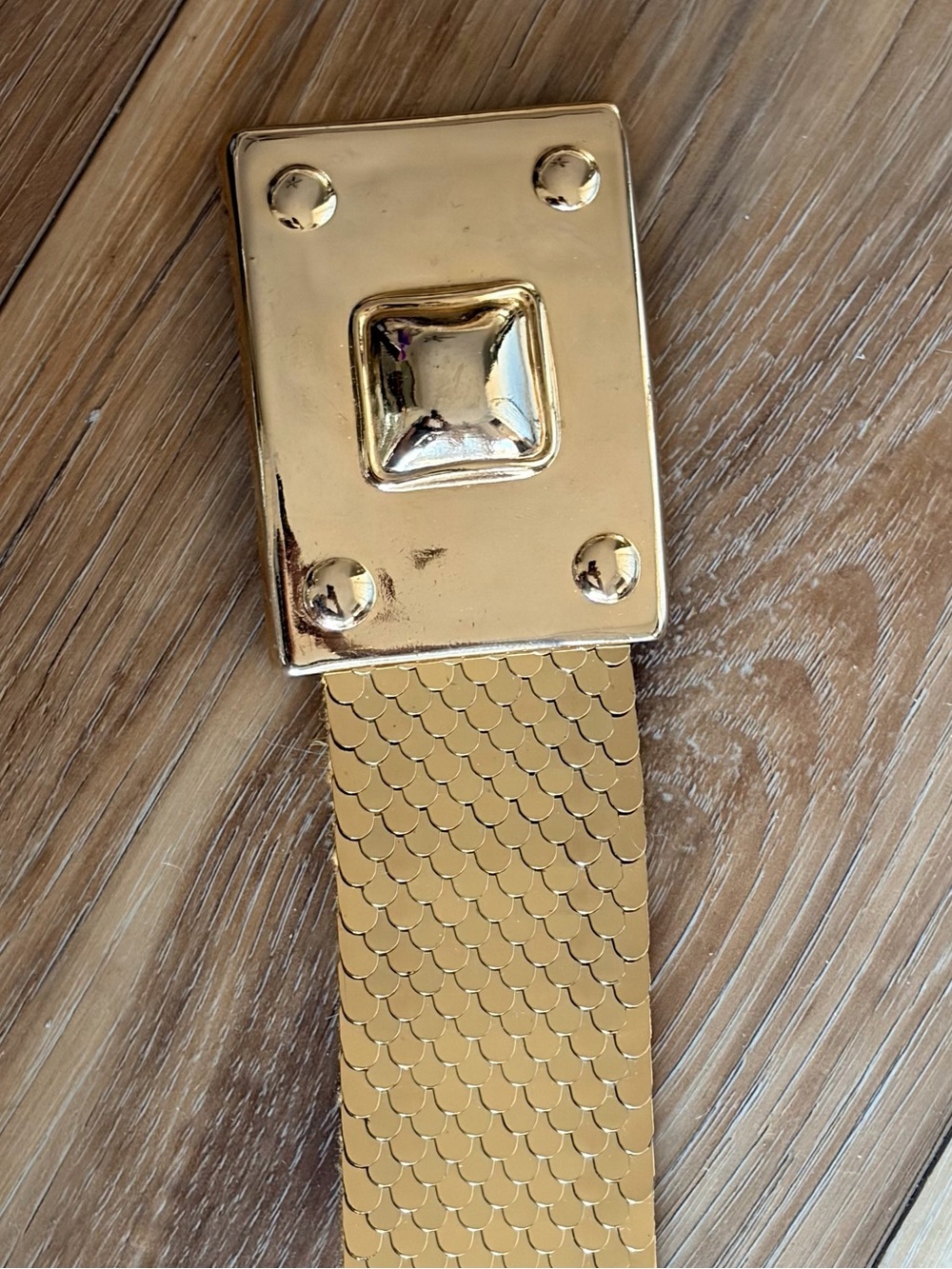 Vintage Hartwell N.Y. Gold Metal Mesh Scale Belt 80s Statement Waist Belt